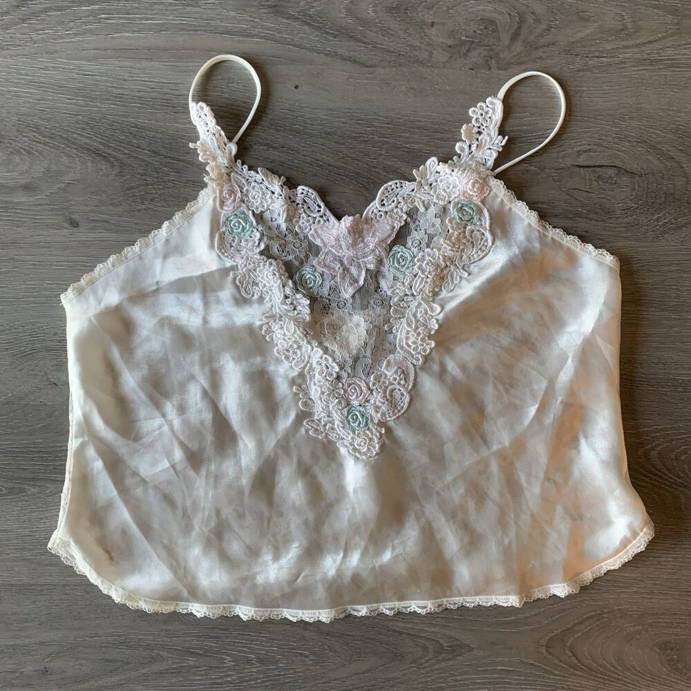 Victoria’s Secret Pajama Tank Lace Floral White Size Large